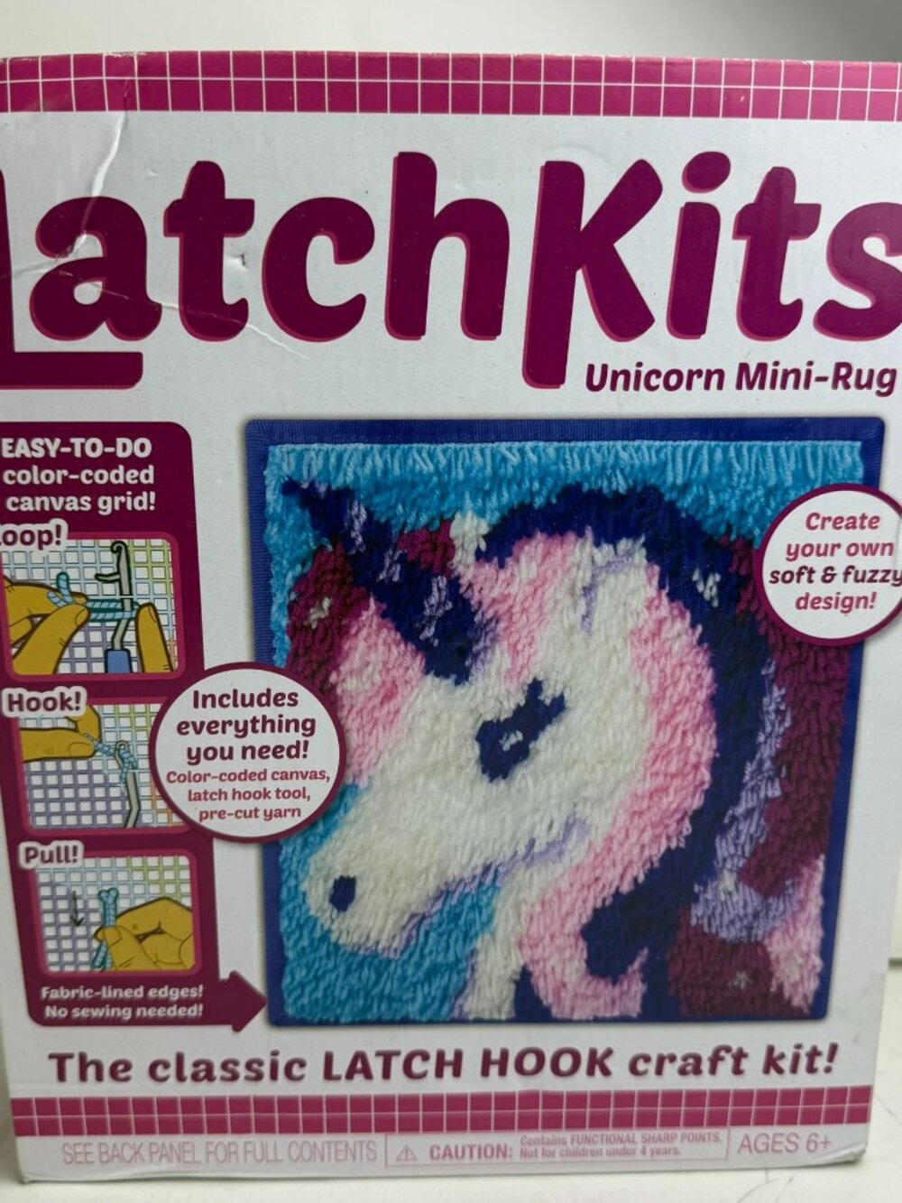 LatchKits Unicorn Mini-Rug Latch Hook Craft Kit 12x11 Kahootz Toy 01601 Complete